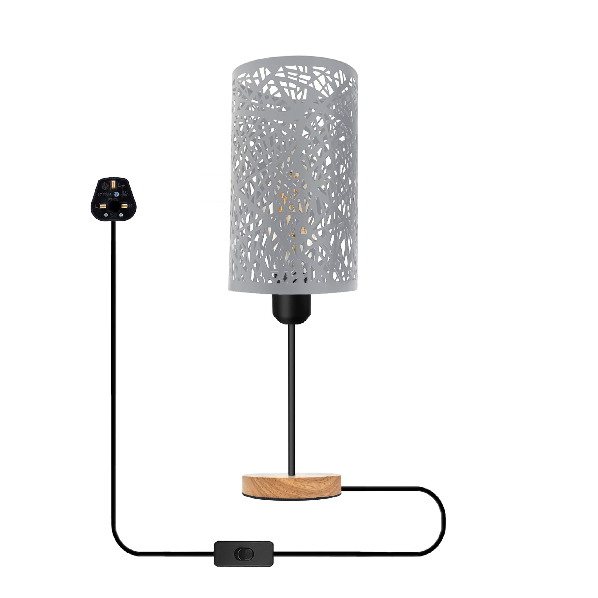 White metal Wire cage table lamp Light On/off Switch 