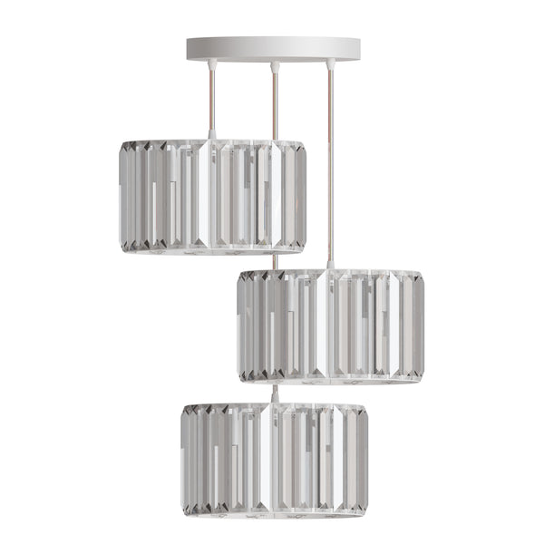 Moderne hanglamp met 3 koppen en heldere kristallen kap ~5873 – 20cm / White / No