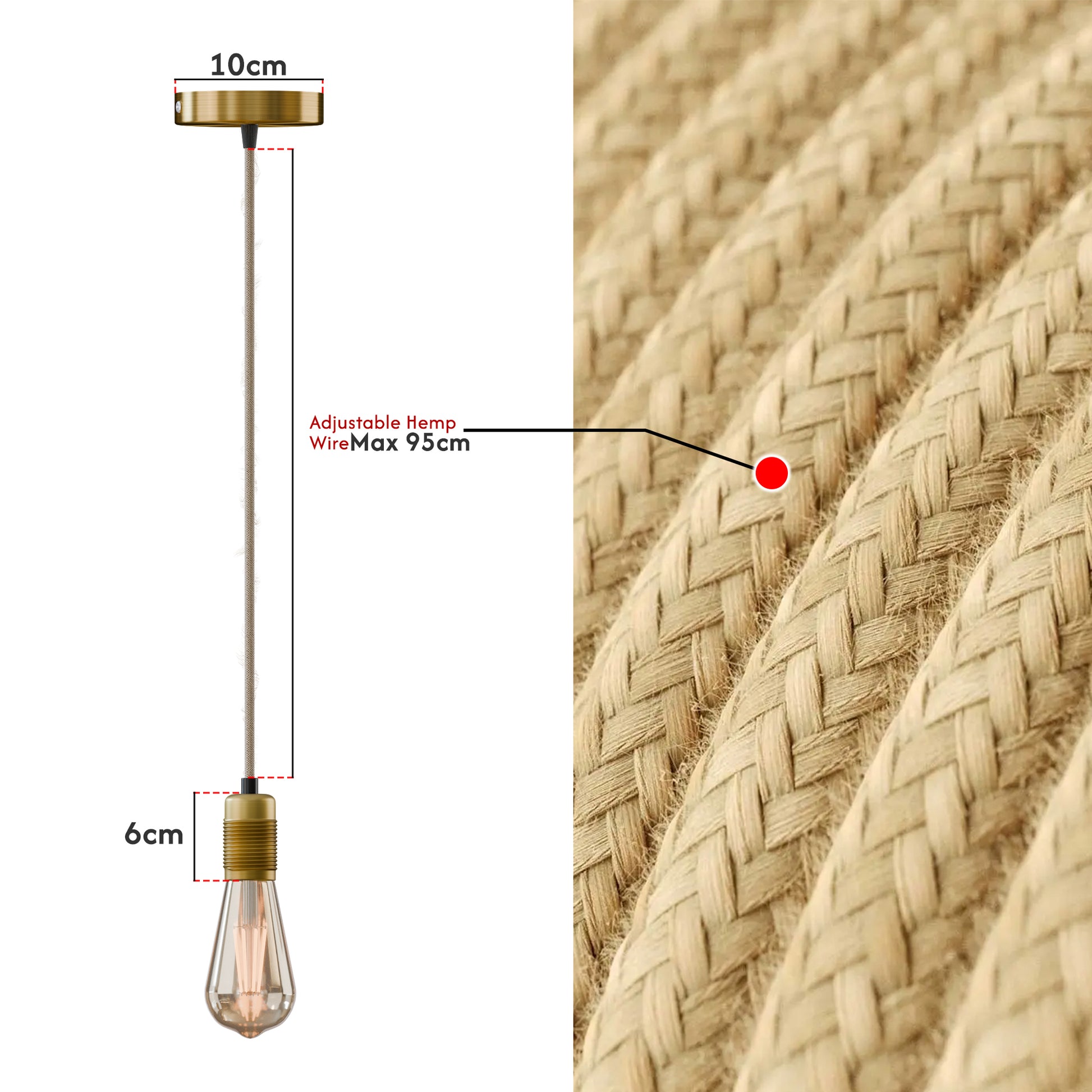 pendant bulb holder UK With Hemp