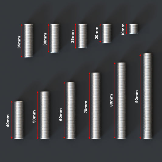 25 mm lange 5 stuks M10 schroefdraad zinklegering pijpnippel lamp reparatie onderdeel~2898
