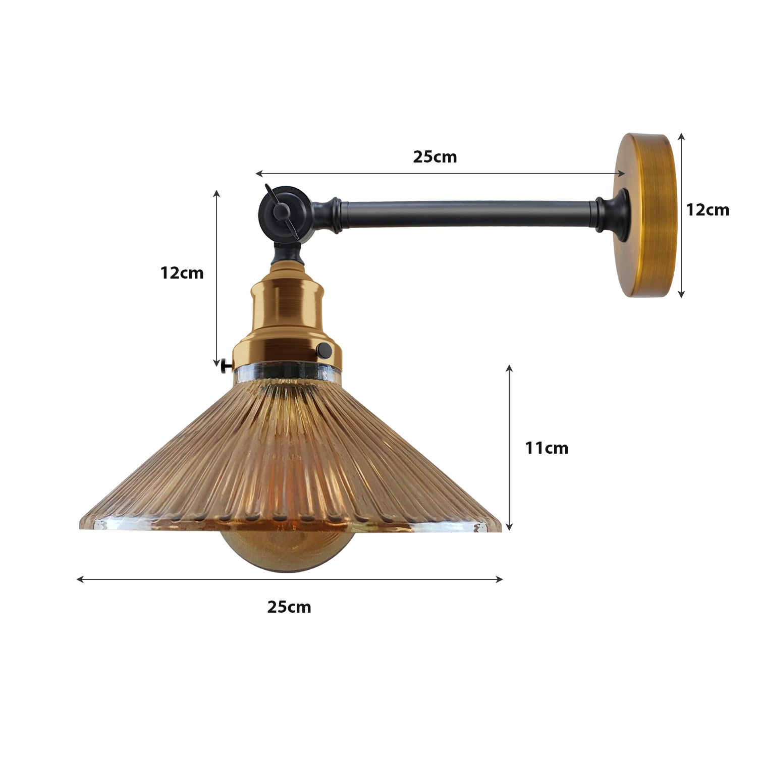 23 cm Ribbed Glass Wall Light