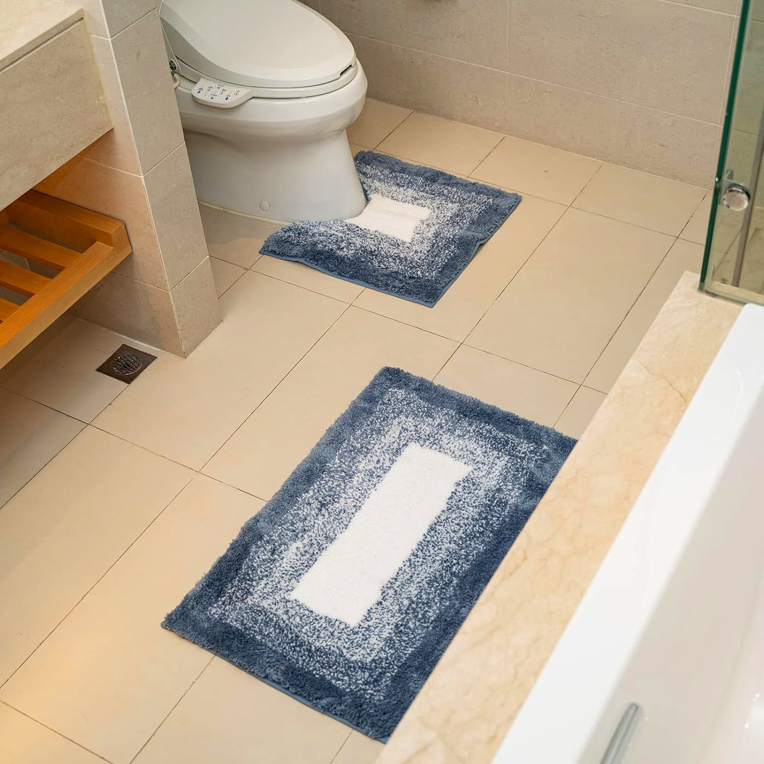  2 Pieces Bath and Pedestal Mat Set