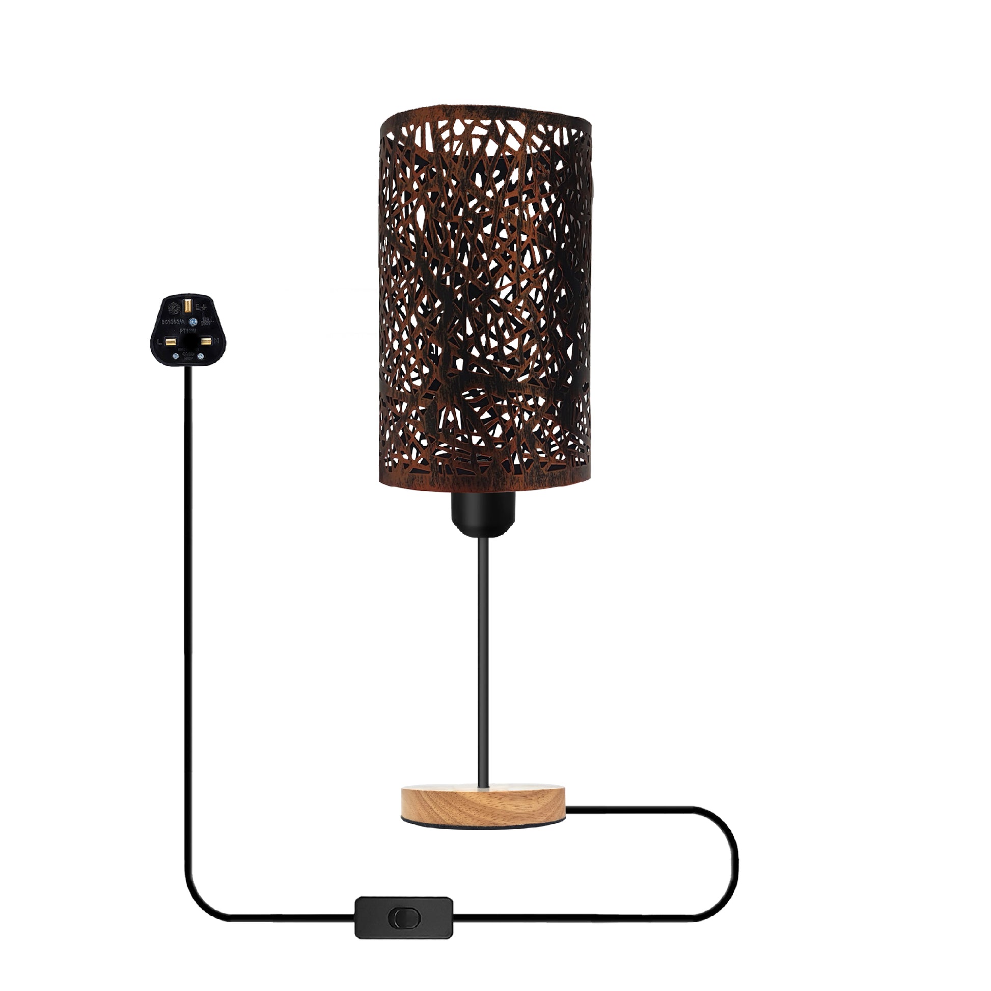 Wooden base E27 on/off switch Light