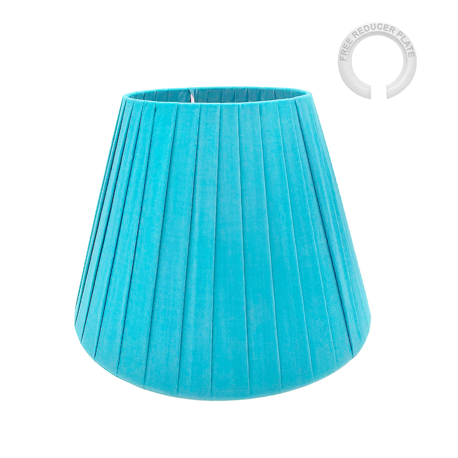 conical fabric lampshades in blue color