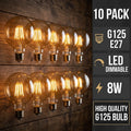 10 stuks G125 E27 8W dimbare bolvormige vintage LED-retrolamp~4165