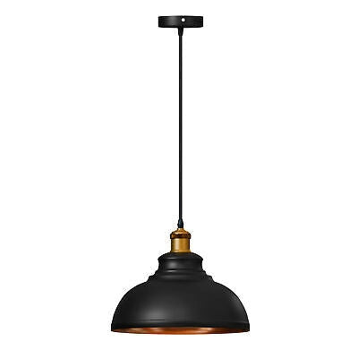 Black pendant light with chain on a white background