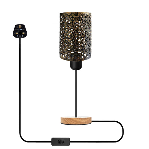 Bedlamp Plug in Zwarte Kooi Tafellamp ~5349