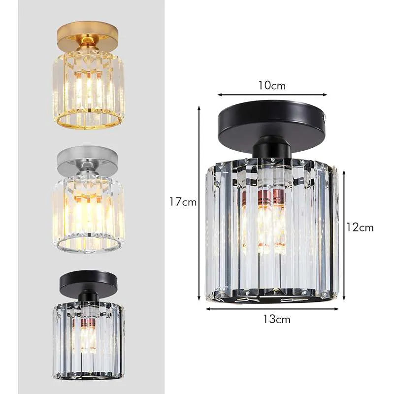Ceiling mountCrystal Semi Flush E27 Ceiling Light Fixture Round Fitting Chandelier Lamp-Size