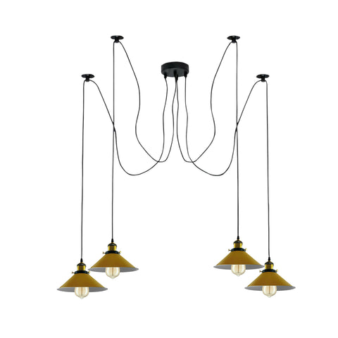 Moderne grote spin gevlochten hanglamp 1 kop clusters van hangende gele kegelvormige kappen plafondlamp verlichting~3432