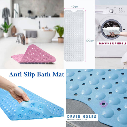 Anti-Bacterial Non Slip Grip and Drain Holes Soft Shower Mat~6103