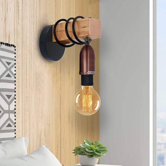 Vintage industriële retro loft moderne houten wandlamp UK~1236