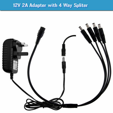 12V CCTV-voedingsadapter en 2/4/6/8-splitter 2A PSU-connector ~ 2365