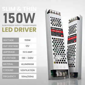 LED-driver 12V 150W voeding 190/240V AC naar DC 12V 12,5 A ultradun IP20~2356