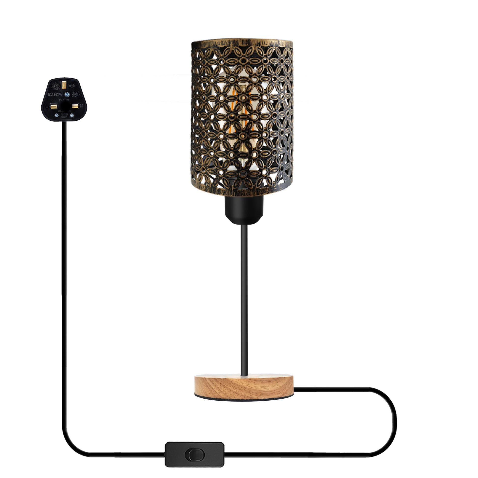 Bedside lamp with plug in 
