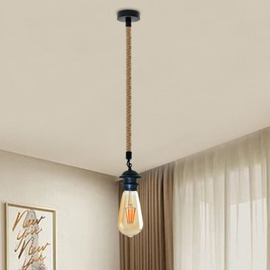 Retro Hemp Rope Pendant E27 Holder Ceiling Light Decor