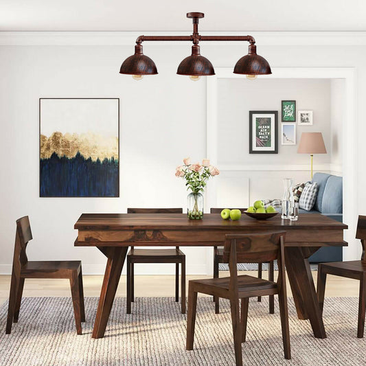 Industriële retro Texas stijl pijplampen semi-flush geborsteld koper metalen plafondlampkap E27~3596