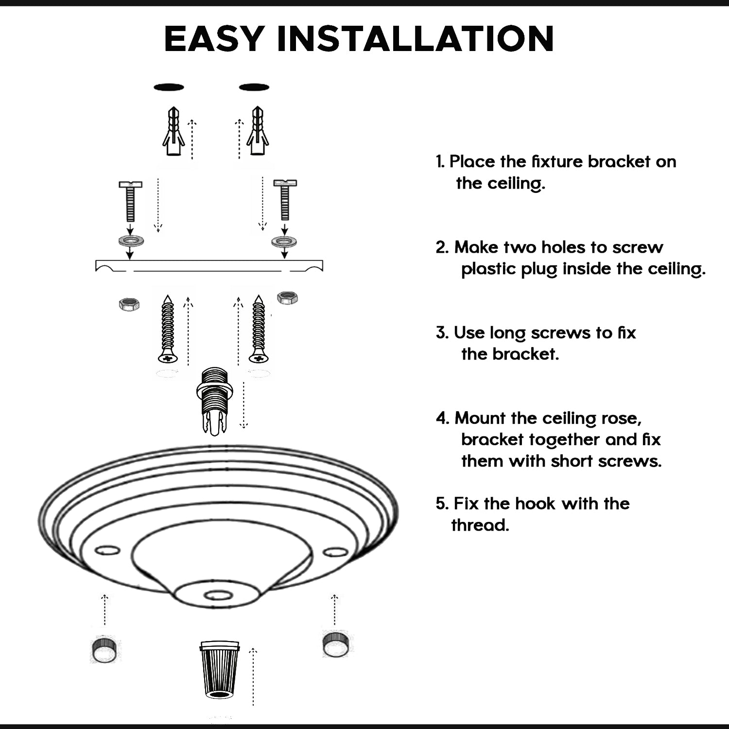 Single Outlet Drop Metal Front Fitting Ceiling Rose