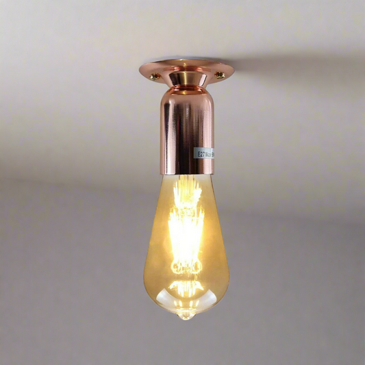 Industriële vintage retro plafondlamp in roségoud met semi-inbouw E27-houder ~ 3780