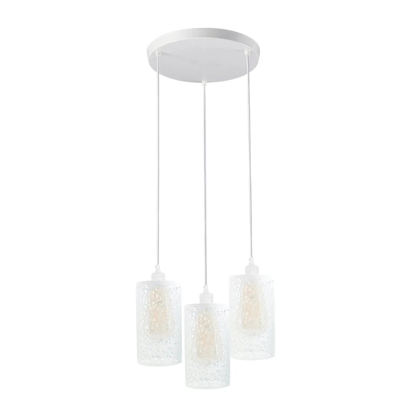 Industrial Vintage Retro 3 Way Round Metal White Ceiling Pendant Lamp