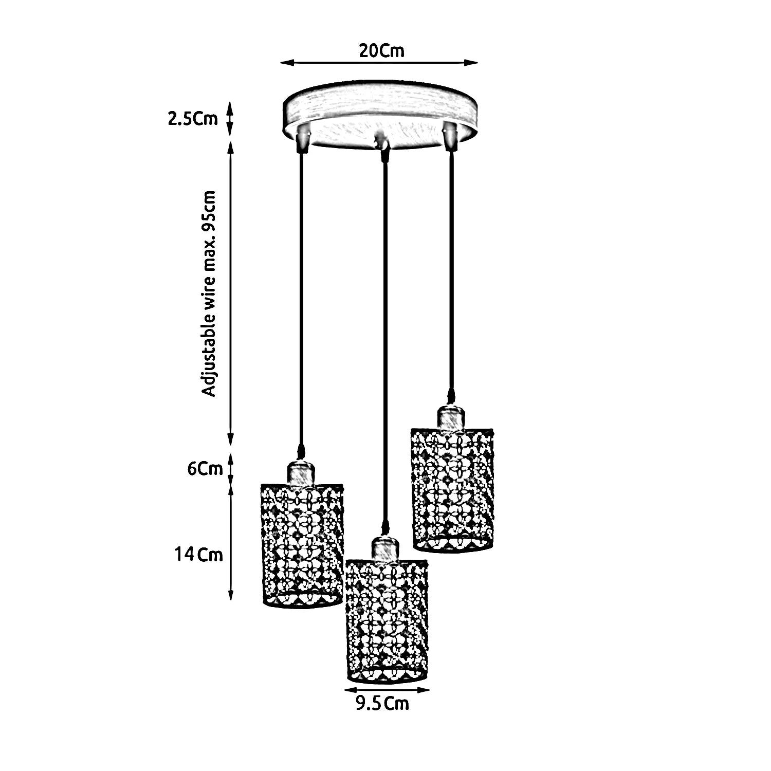 Industrial Vintage Retro 3 Way Round Metal White Ceiling Pendant Lamp