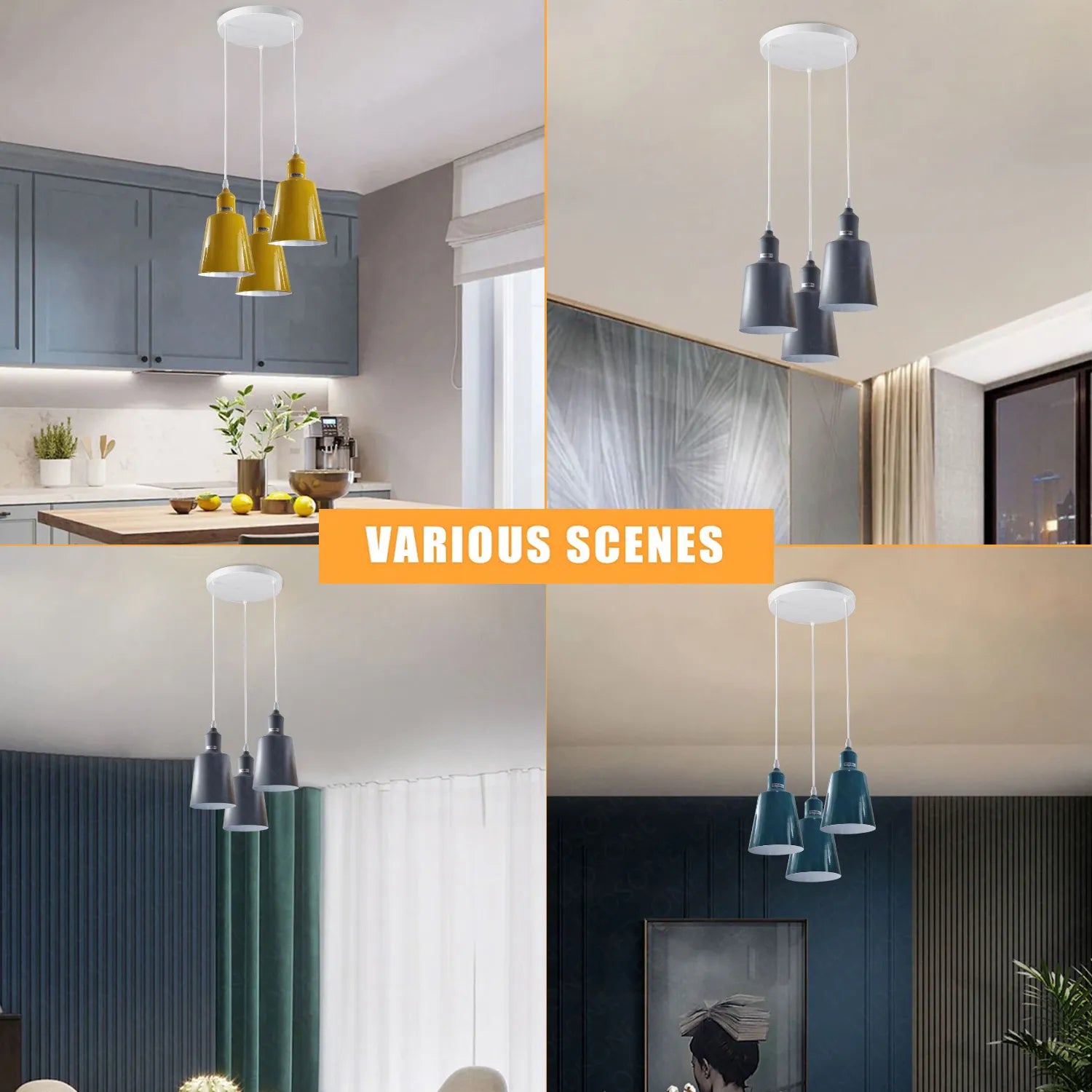 Industrial E27 3 Way Vintage Retro Ceiling Pendent Light