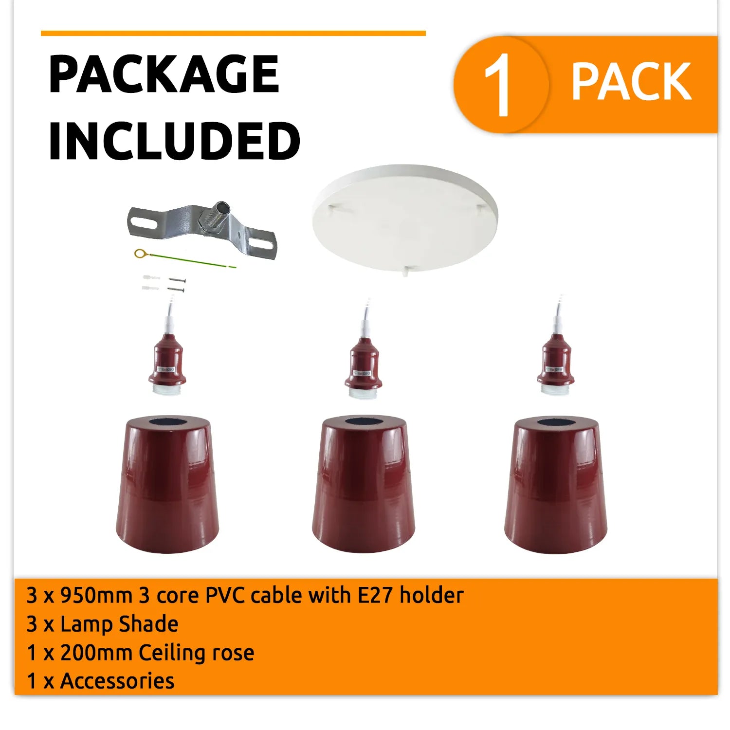 Industrial E27 3 Way Vintage Retro Ceiling Pendent Light