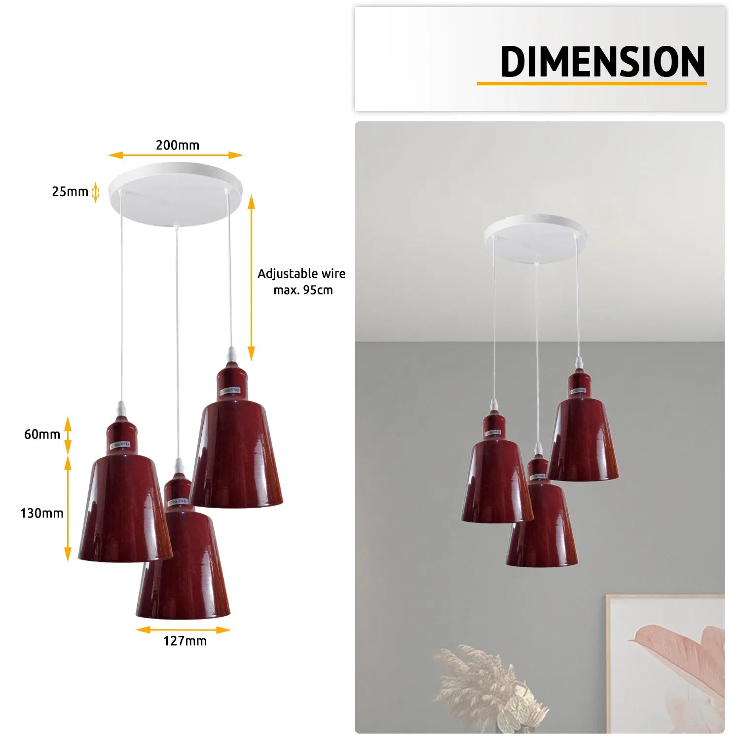 Vintage 3 Way Retro Ceiling Up Kitchen Pendent Light
