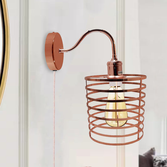 Retro industriële wandlamp, plug-in wandlamp, roségoud~1564 