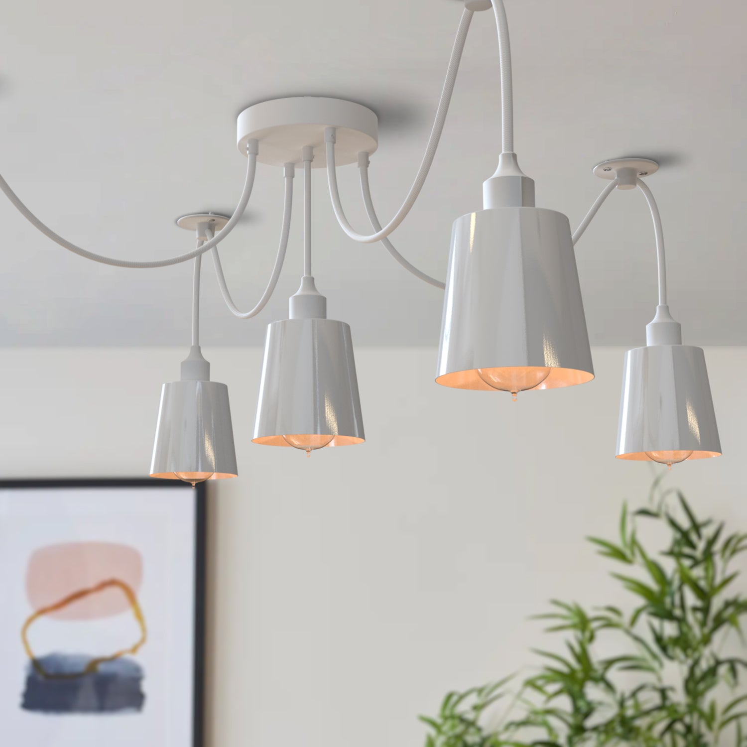 white 5-way spider pendant light 