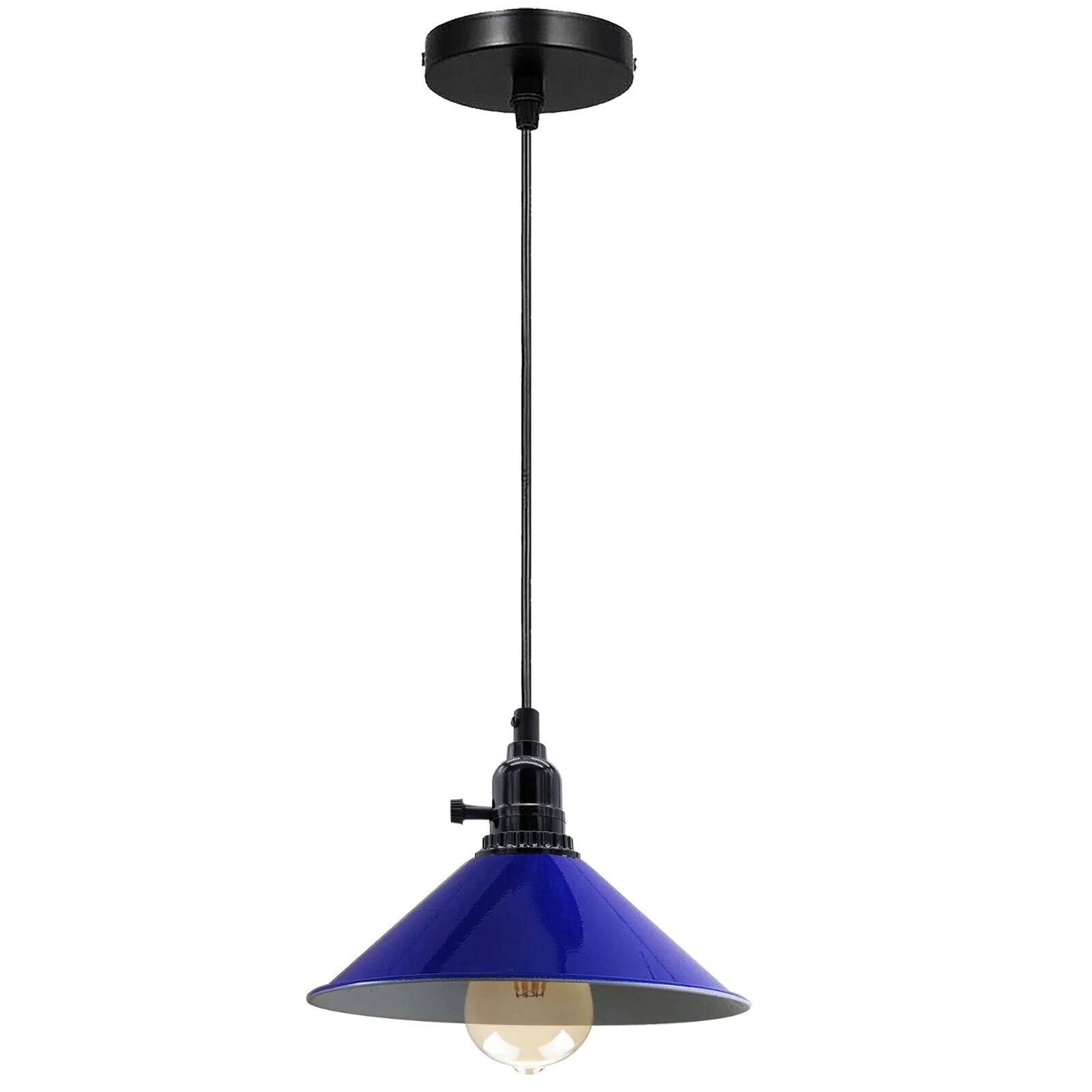 navy blue industrial vintage metal pendant light