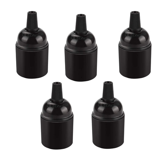 5-pack E27-lamphouder met schroeffitting, zwarte kunststof lamphouder ~4371