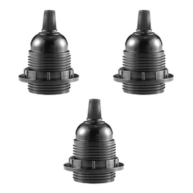 3-pack E27-gloeilamp, hanglamp met schroeffitting, zwarte kunststof lamphouder ~4376