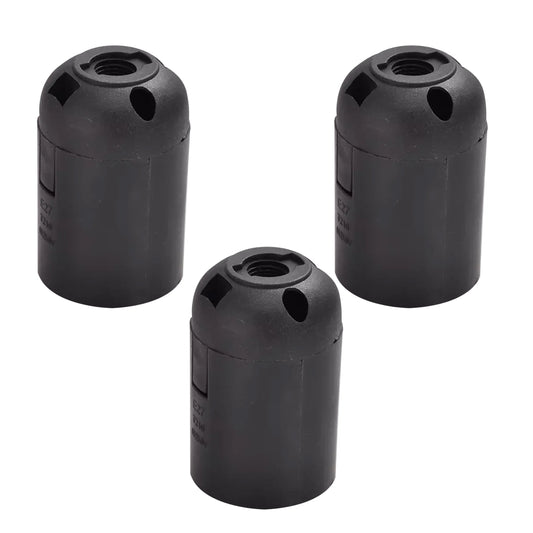 3-pack E27-lamphouder met schroeffitting, zwarte kunststof lamphouder~4379