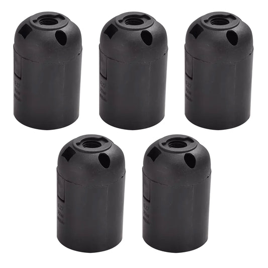 5-pack E27-lamphouder met schroeffitting, zwarte kunststof lamphouder ~ 4380