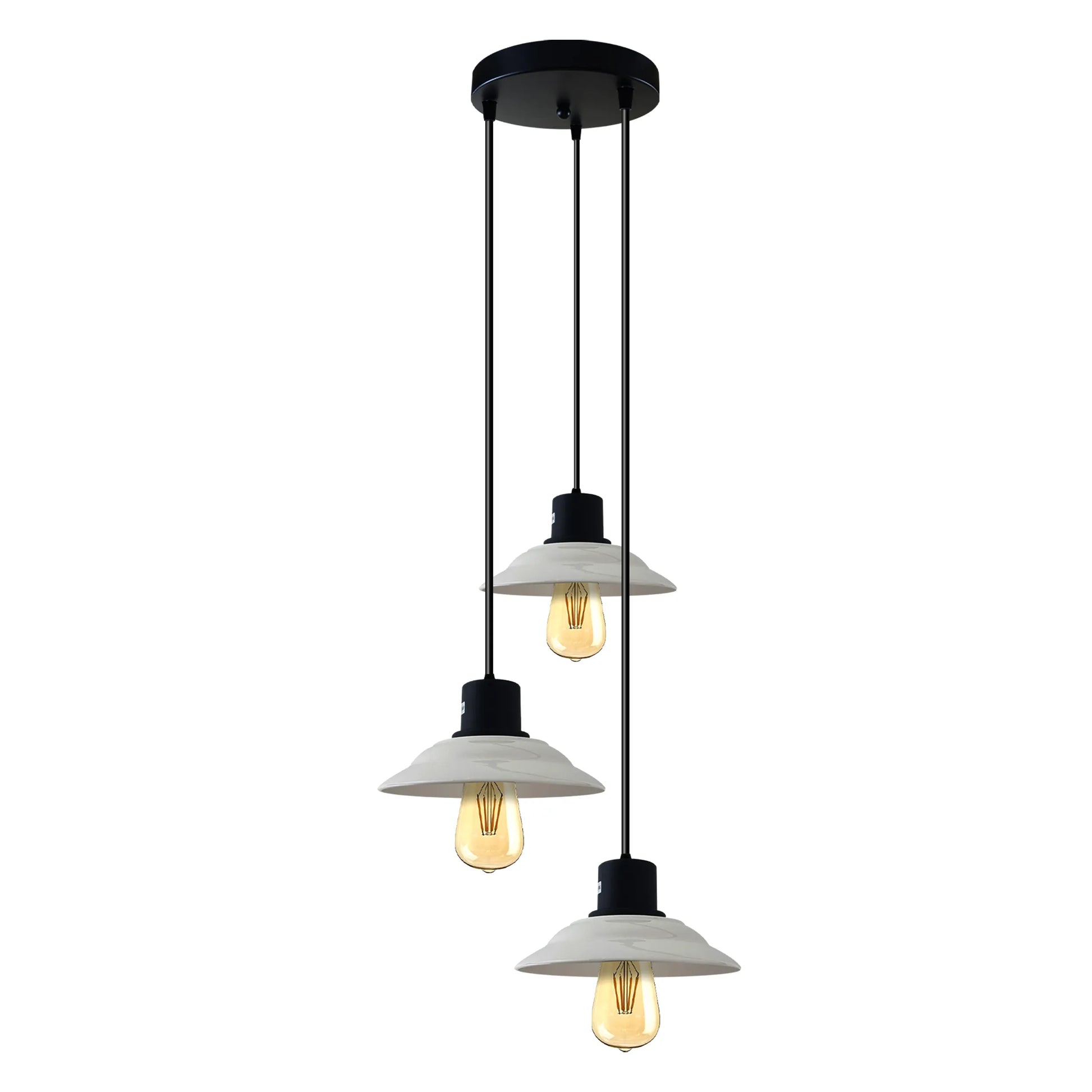 3 Way E27 Ceramic Black and White Pendant Ceiling Light