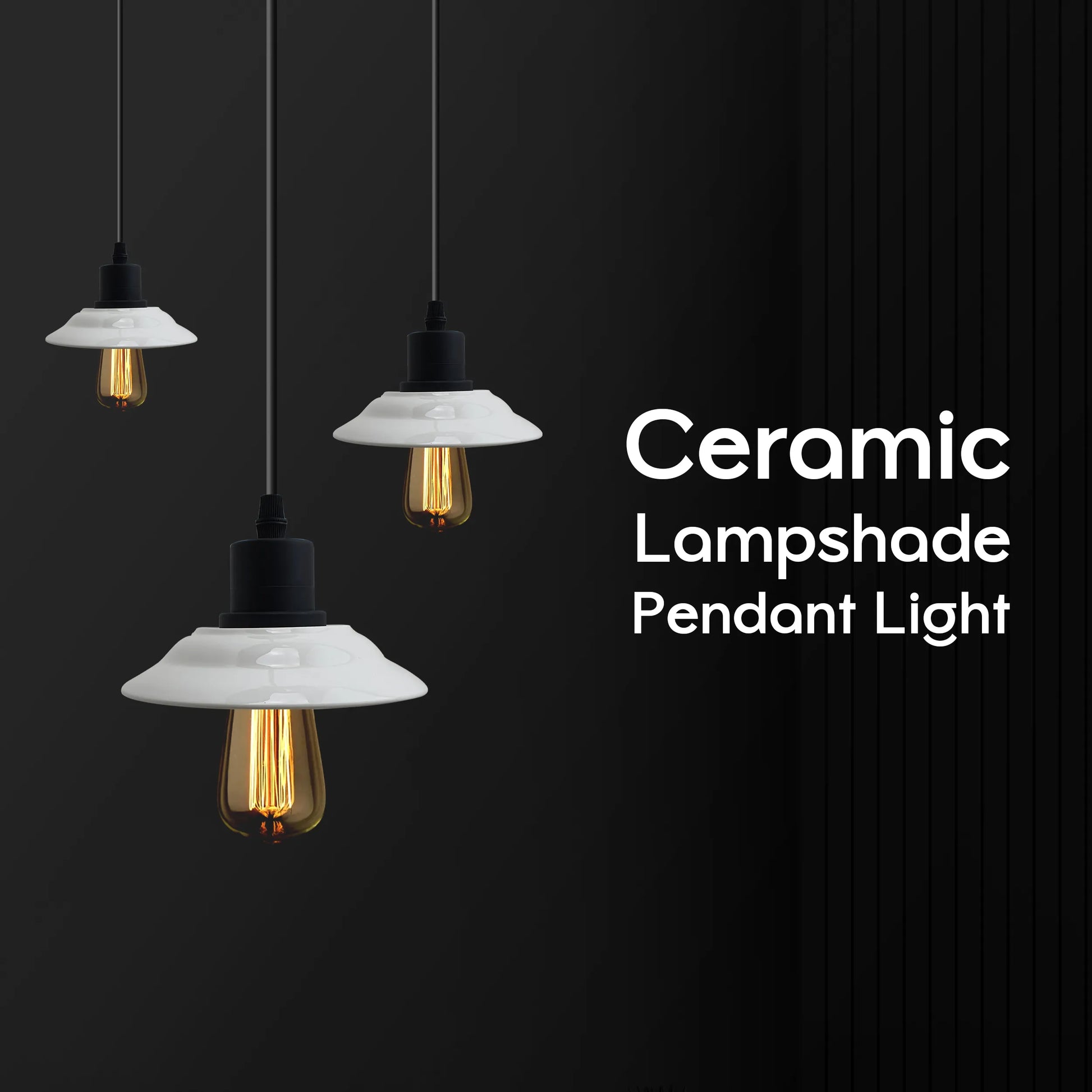 3 Way E27 Ceramic Black and White Pendant Ceiling Light