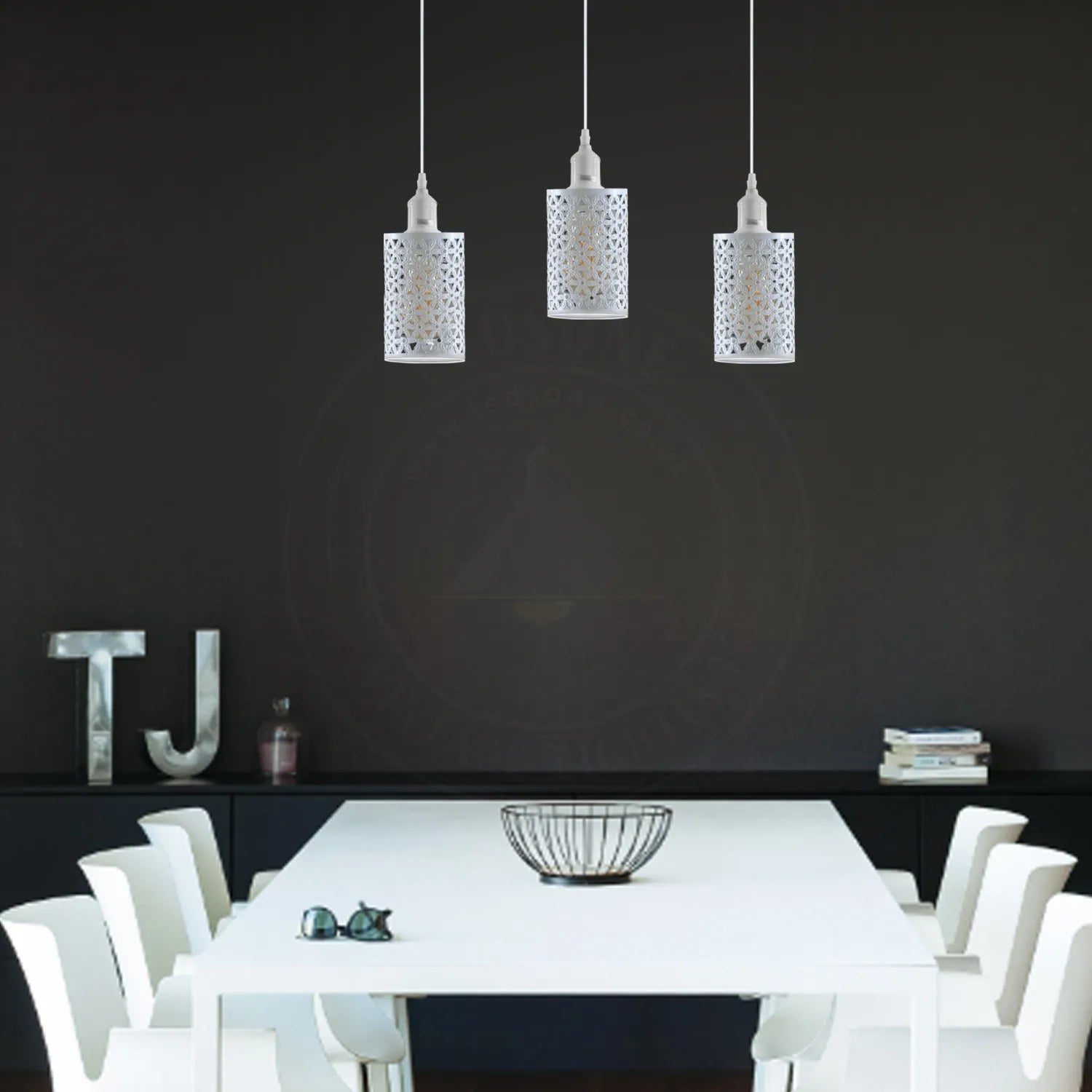 designer 3-light pendant white