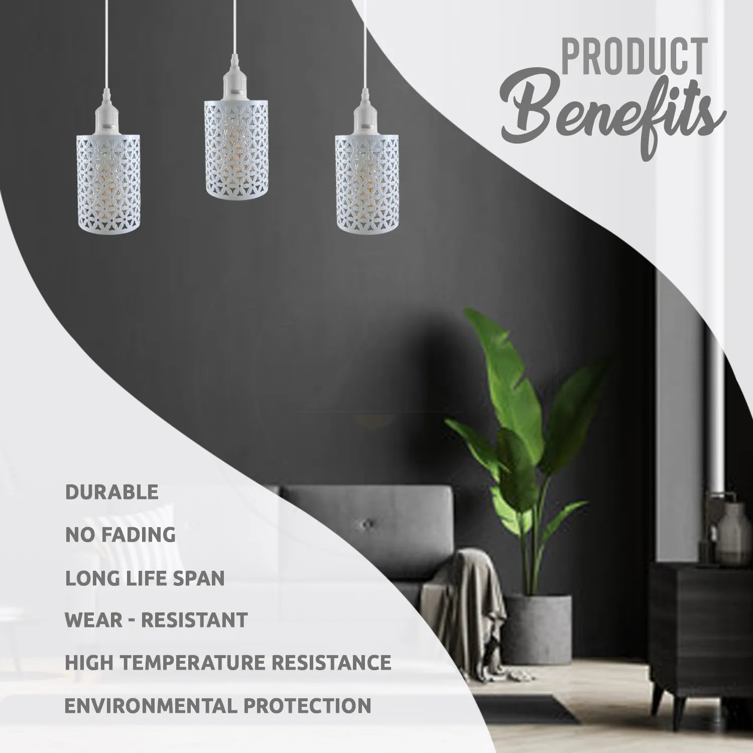 premium 3-light pendant white shade