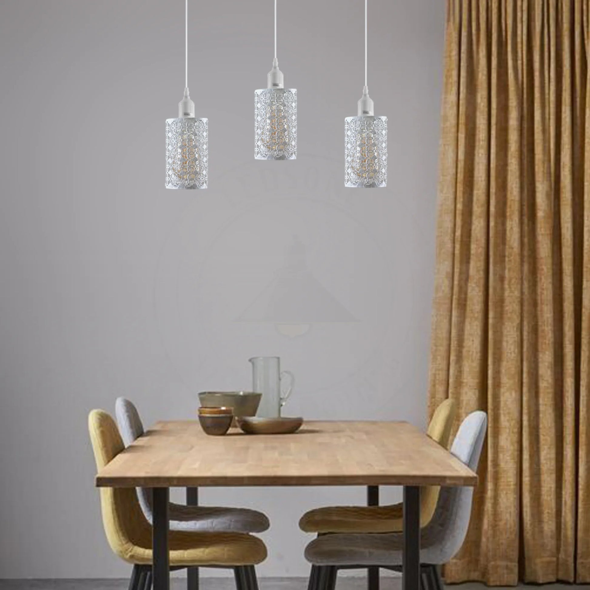 E27 3 Way Industrial Pendant Light Adjustable Hanging Ceiling