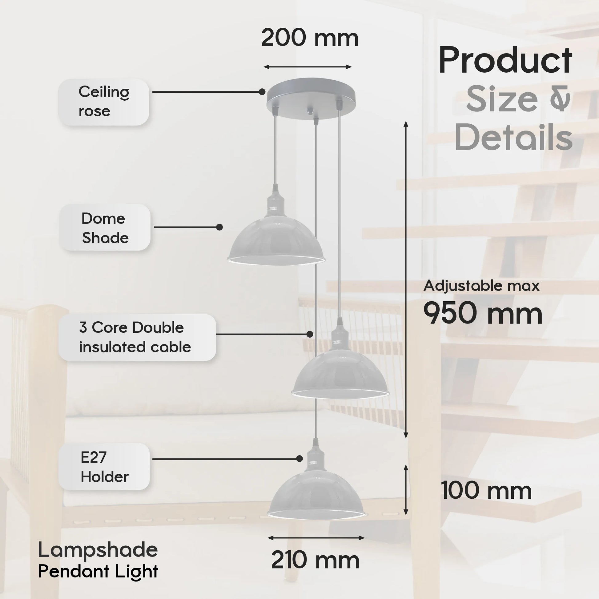 Dome shade pendant light