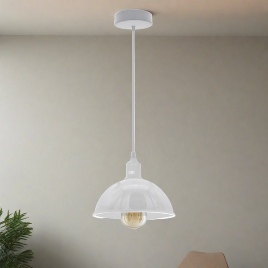 Moderne industriële witte hanglamp met E27-fitting, plafondlampkap ~4335