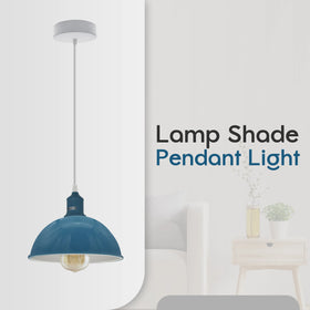 2-pack E27 Dome Cyaanblauwe Metalen Hanglamp 21cm ~4298