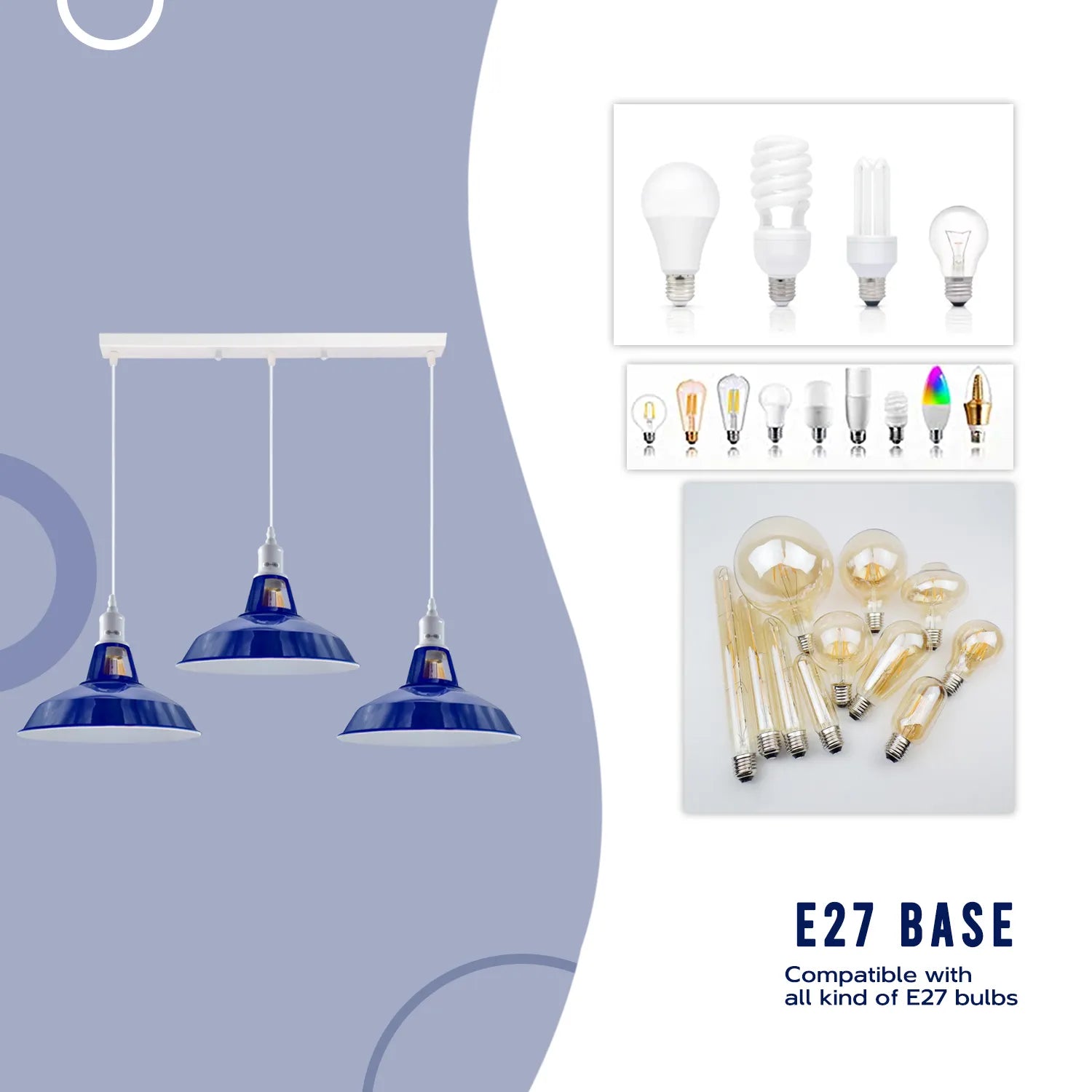 pendant light with E27 bulb