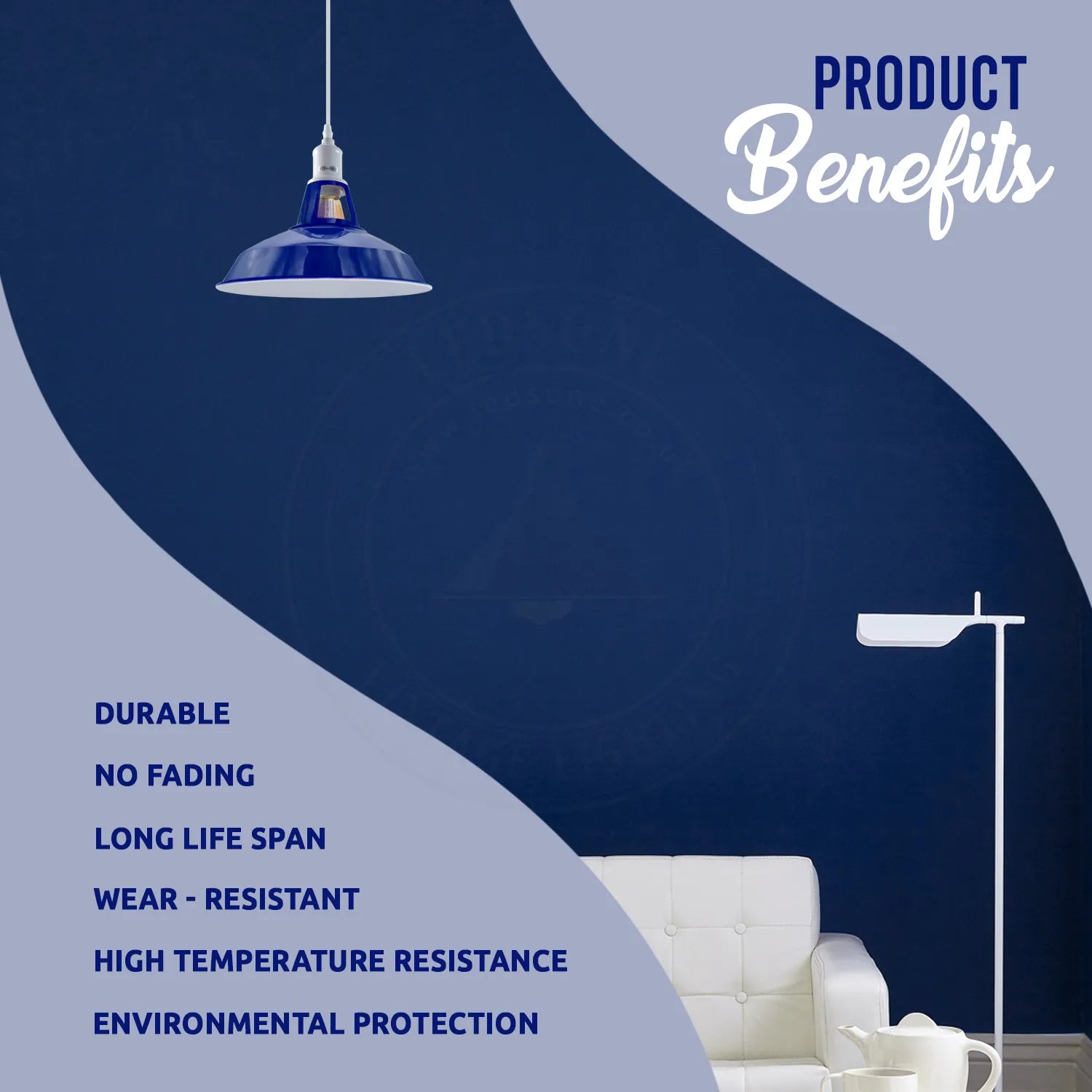 E27 Navy Blue Solid Shade Barn-Slotted Ceiling Pendent Light