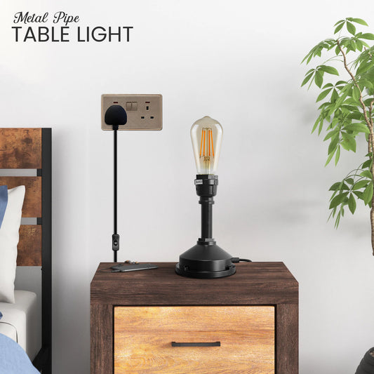 Waterpijpvoet Tafellamp AAN/UIT-schakelaar Bureaudecoratie Plug-in verlichting ~ 5509