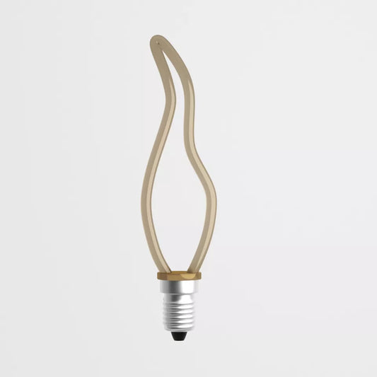A single LED light bulb with a warm yellow glow, designed to mimic a vintage Edison bulb, with an E27 base.
