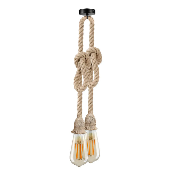 Hanglamp van henneptouw ~5573 – Hanglamp met 2 koppen