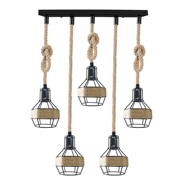 Hennepdesign keukenverlichting voor boven de tafel~5582 – 5-kops rechthoek