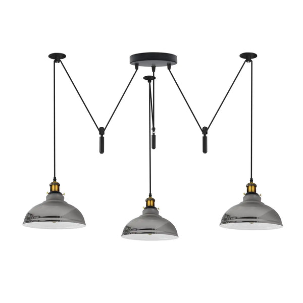 Pulley hanglamp 3-lichts koepelvormige kap E27 verstelbaar snoer ~5600 – Ja