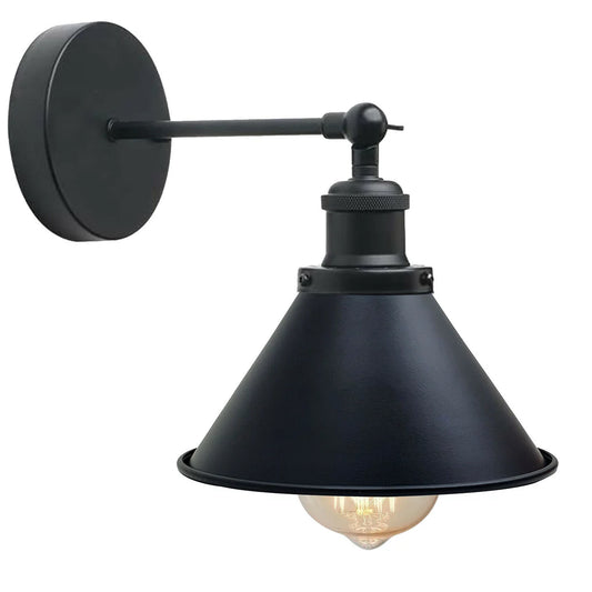 Zwarte kegelvormige wandlamp E27-houder met zwenkarmontwerp - 5634